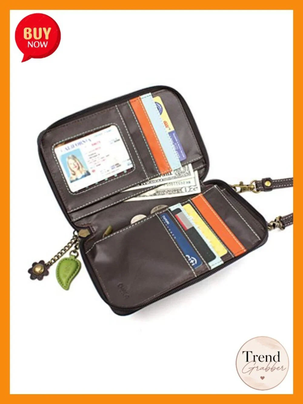 Faux Leather Wallet Crossbody Cell Phone Purse with Adjustable Strap